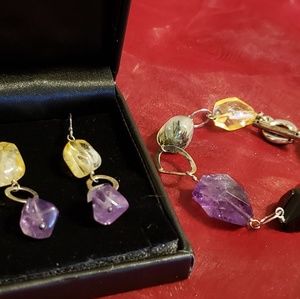 💕Semi-Precious Bracelet & Earring Sterling Set